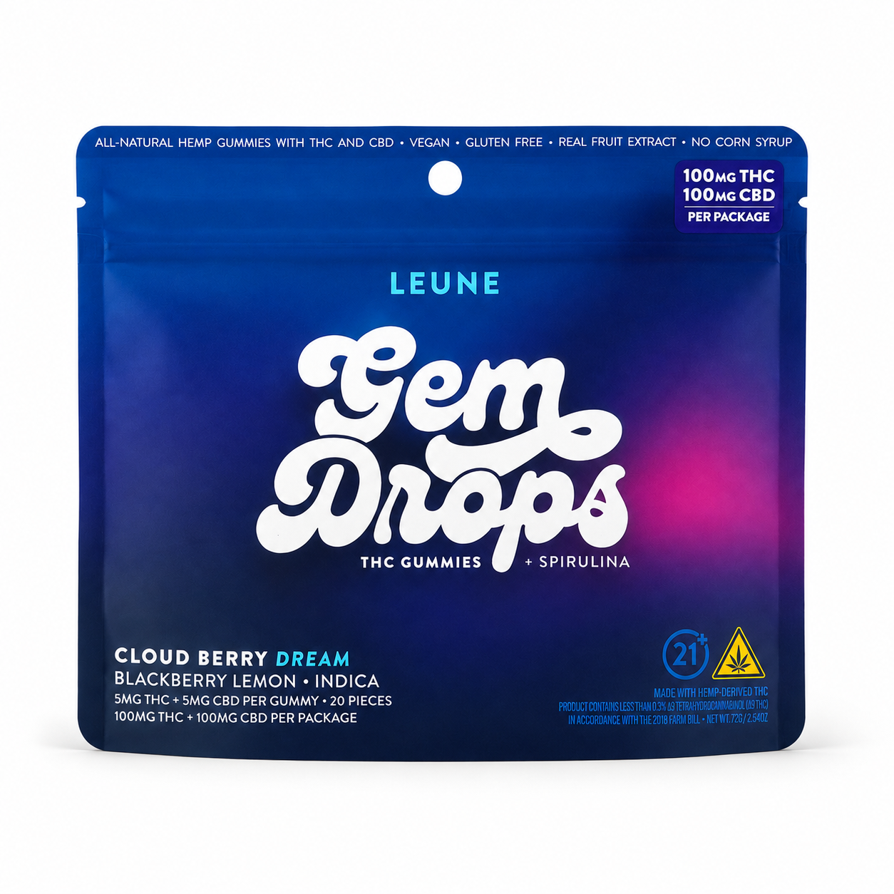 Cloud Berry Dream – 5mg THC + 5mg CBD Gummies | 20ct