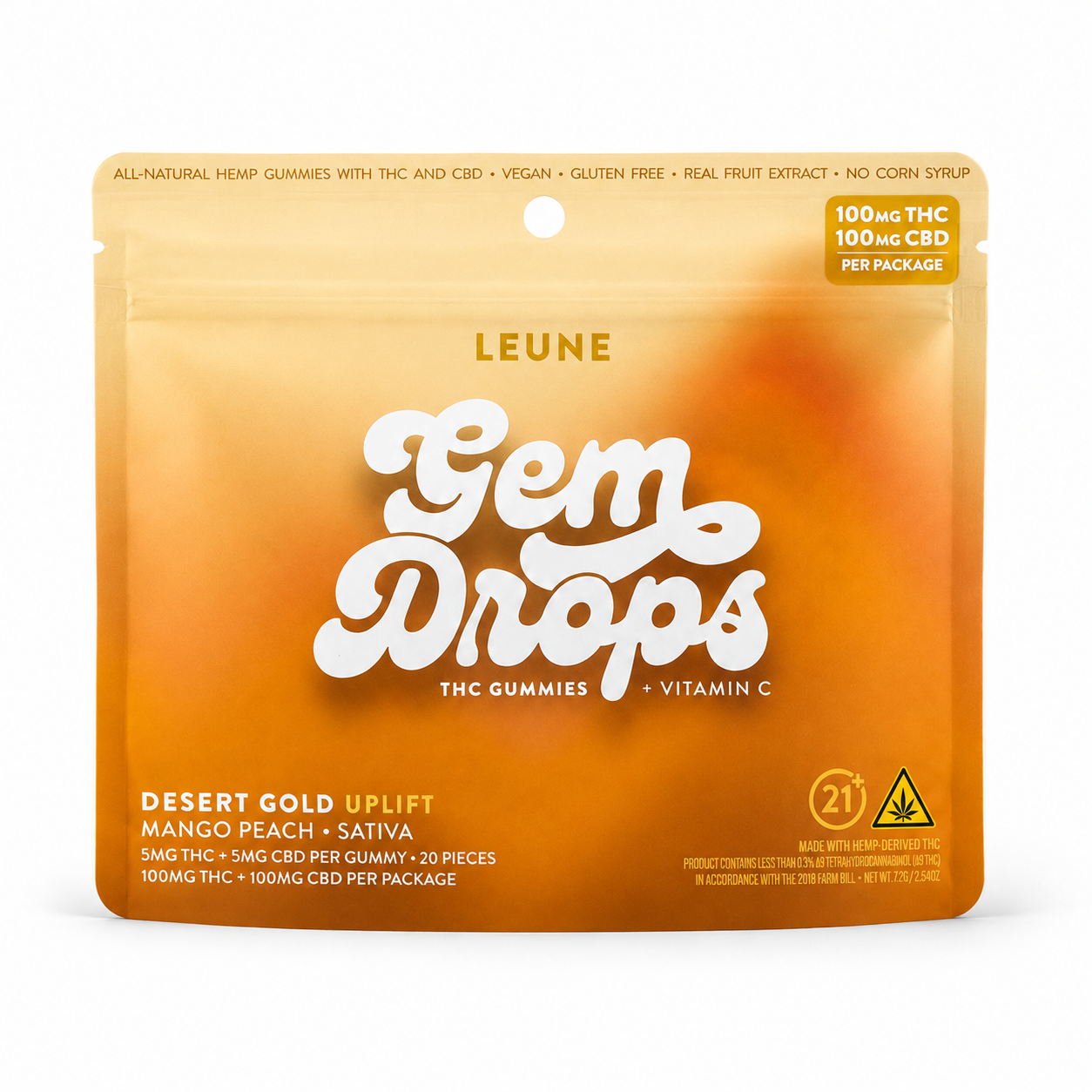 Desert Gold Uplift – 5mg THC + 5mg CBD Gummies | 20ct