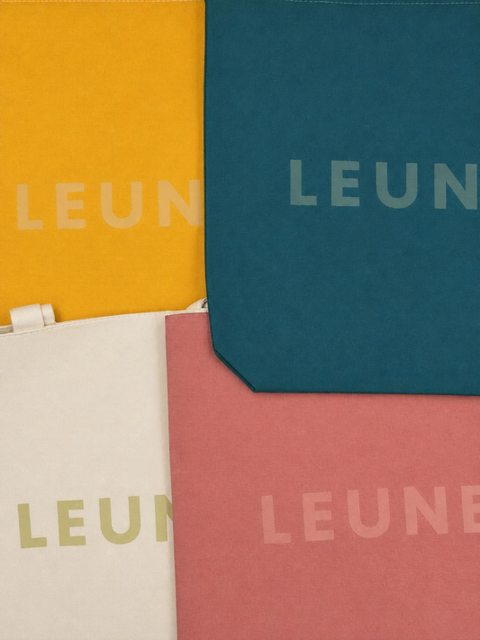 LEUNE Tote Bags in yellow, green, cream and pink